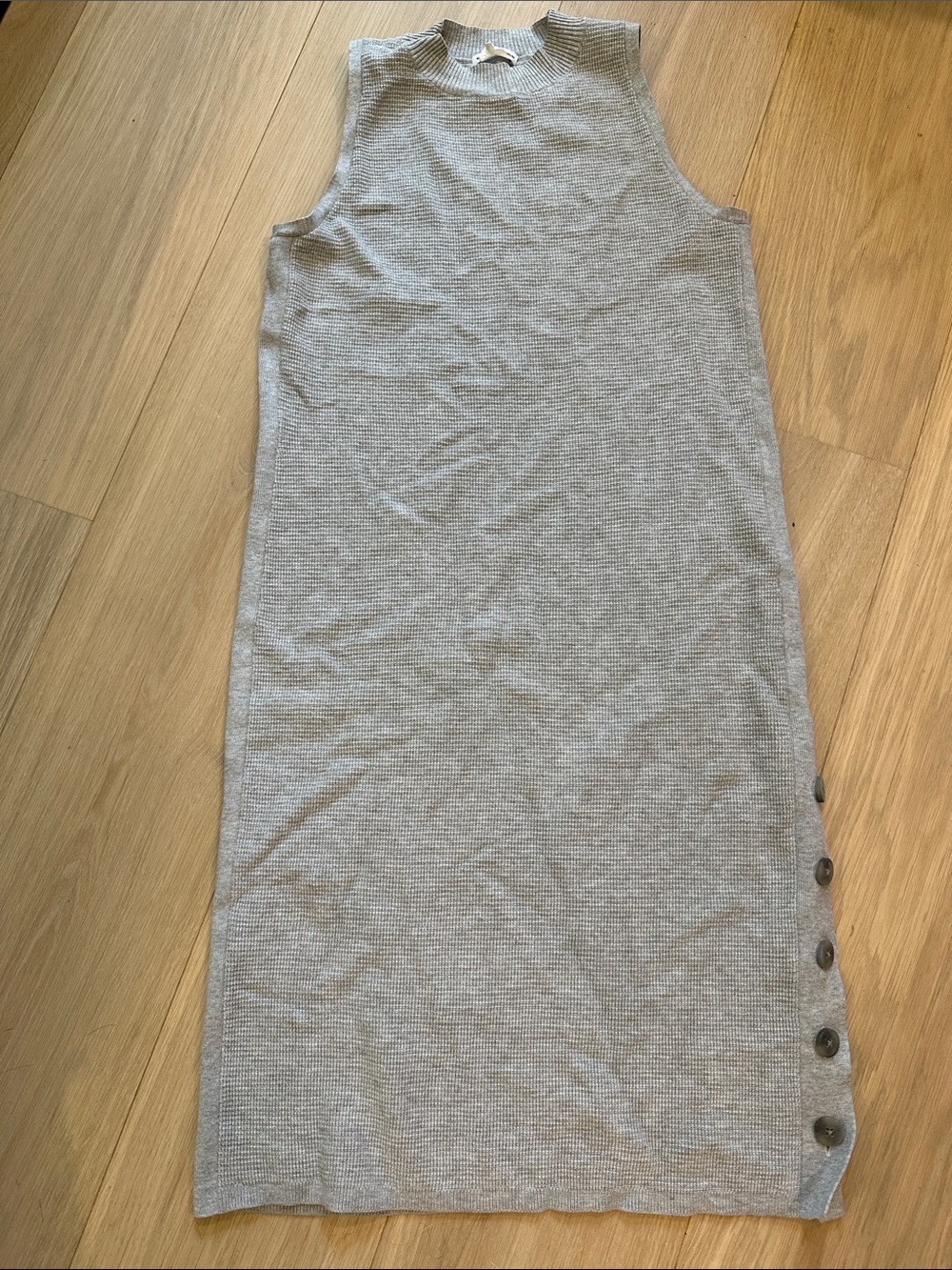 Club Monaco Sleeveless Ribbed Knit Midi Dress in Light Gray